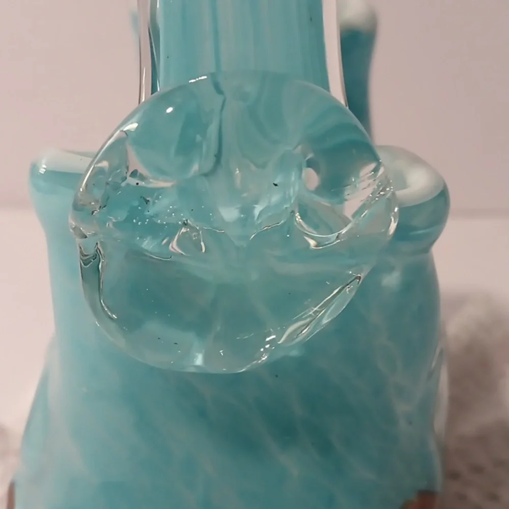 Glass Blue‎ With Gold Bronze Marks Handbag Bag Vase Purse Vintage - Picture 2 of 7